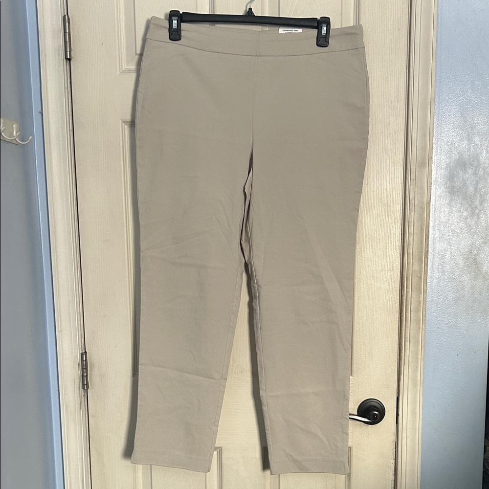 Stretch Ponte Straight-Leg Pants in Taupe